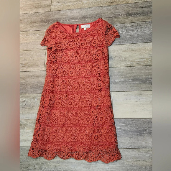 Anthropologie Dresses & Skirts - Anthropologie Moulinette Soeurs orange  lace mini sheath dress